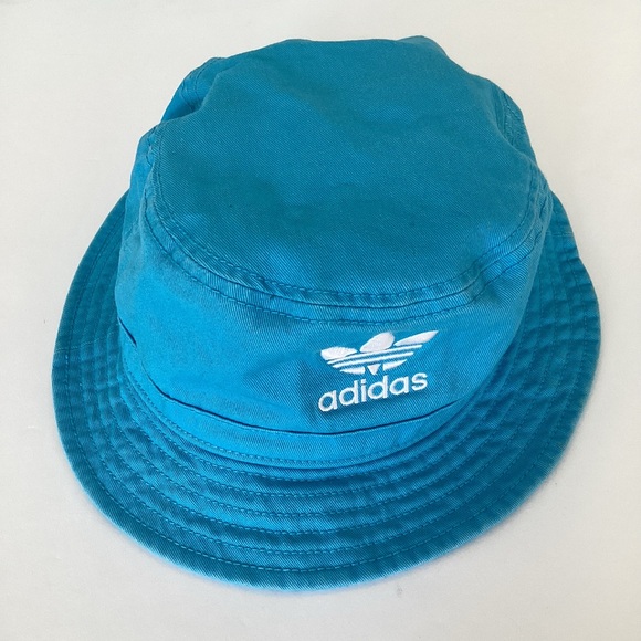 adidas Accessories - addidas Womens Washed Sky Rush Blue/White Trefoil Bucket Hat